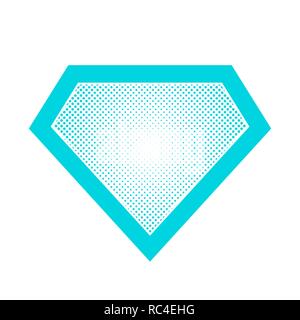 Bright superhero color logo with halftone effect, on white background. Vector illustration. Stock Vector