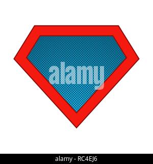Bright superhero color logo with halftone effect, on white background. Vector illustration. Stock Vector