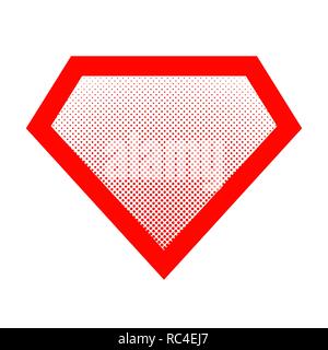 Bright superhero color logo with halftone effect, on white background. Vector illustration. Stock Vector