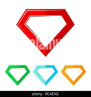 Set of bright superhero color logos, on white background. Vector illustration. Superhero logo in flat design Stock Vector