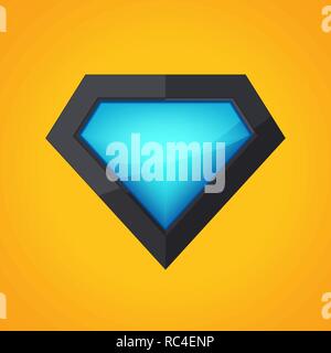 Plastic Superhero logo, on orange background. Vector illustration. Glossy shiny superhero logo. Stock Vector