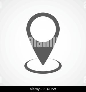 Map point icon in flat design. Vector illustration. Gray pointer on light background. Stock Vector