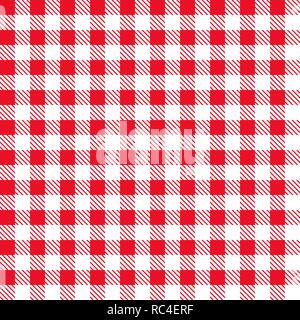 Red and white tablecloth pattern. Vector illustration. Seamless checkered pattern. Stock Vector