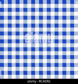 Blue and white tablecloth pattern. Vector illustration. Seamless checkered pattern. Stock Vector
