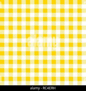 Yellow and white tablecloth pattern. Vector illustration. Seamless checkered pattern. Stock Vector