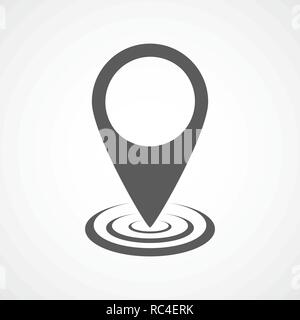 Map point icon in flat design. Vector illustration. Gray pointer on light background. Stock Vector