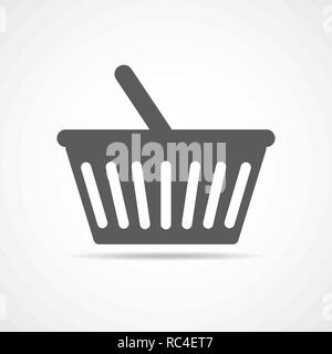 Shopping basket icon in flat design. Vector illustration. Gray basket icon on light background Stock Vector
