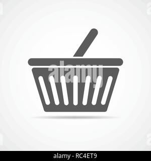 Shopping basket icon in flat design. Vector illustration. Gray basket icon on light background Stock Vector