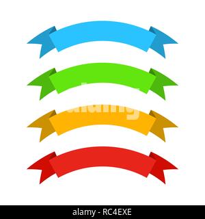 Ribbon icons in flat design. Vector illustration. Set of colored ribbon icons isolated Stock Vector