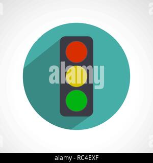 Traffic light icon in flat design. Vector illustration. Traffic light with long shadow Stock Vector