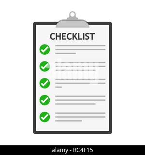 Checklist isolated. Vector illustration. Checklist clipboard in flat design Stock Vector