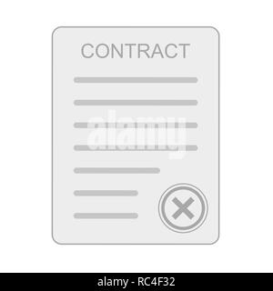 Gray contract icon in flat design. Vector illustration. Business contract symbol, isolated on white background. Stock Vector