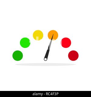Colored speedometer icon in flat design. Vector illustration. Abstract measurement sign isolated Stock Vector