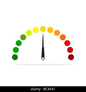 Colored speedometer icon in flat design. Vector illustration. Abstract measurement sign isolated Stock Vector