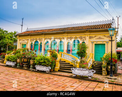 Historical house in french colonial-style, Binh Thuy village, Can Tho, Vietnam Stock Photo