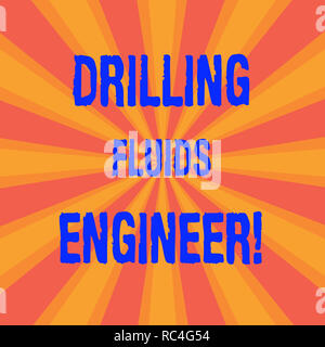 Handwriting text Drilling Fluids Engineer. Concept meaning A demonstrating in charge for testing the mud at a rig Sunburst photo Two Tone Rays Explosi Stock Photo