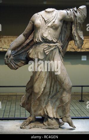 Nereid Monument. Sculptured tomb from Xanthos. Classical period Lycia. Turkey. Statue of Nereid. 390-380 BC. British Museum. London. England. United Kingdom. Stock Photo