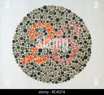 Ishihara test. Color perception test for red-green color deficiencies (color Blindness). Ishihara Plate No. 6 (26). Stock Photo