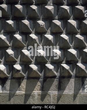 Spain. Segovia. Casa de los Picos. By Pedro Lopez de Ayala, 15th century. Facade. Detail diamond-shaped stones. Stock Photo