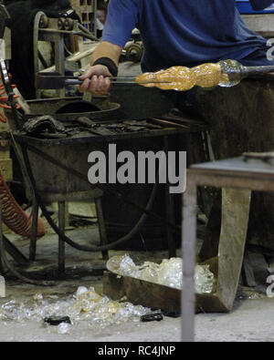 Glass craftsman in his workshop. Island of Murano. Venice. Italy. Stock Photo