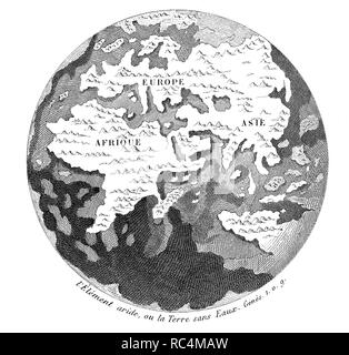 Historia sagrada. Creación del mundo. Separación de la tierra y los mares y formación de los continentes. Grabado de 1862. Stock Photo