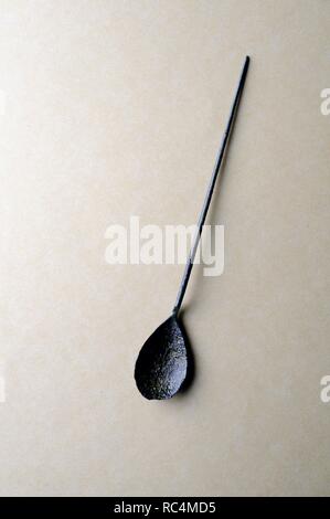 Bronze spoon (cochlear) . ( 1 st - 3 rd CE ) - Roman period, from the archaeological site of Complutum in Alcalá de Henares ( Madrid ). SPAIN. Stock Photo