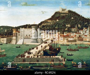 La Tavola Strozzi. View of Naples from 15th century. City and 