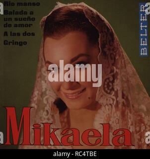 MIKAELA  MICAELA RODRIGUEZ CUESTA  CANTANTE ESPAÑOLA. SEVILLA 1935 -1991   PORTADA DE DISCO BELTER. Stock Photo