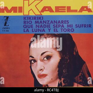 MIKAELA MICAELA RODRIGUEZ CUESTA CANTANTE ESPAÑOLA. SEVILLA 1935 - 1991 PORTADA DE DISCO ZAFIRO. Stock Photo