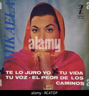 MIKAELA MICAELA RODRIGUEZ CUESTA CANTANTE ESPAÑOLA. SEVILLA 1935 - 1991 PORTADA DE DISCO ZAFIRO. Stock Photo