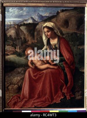 The Virgin and Child in a Landscape. Museum: State Hermitage, St. Petersburg. Author: GIORGIONE. Stock Photo
