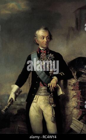 Portrait of Field Marshal Prince Alexander Suvorov (1729–1800) with a Baton. Museum: State Central Artillery Museum, St. Petersburg. Author: ANONYMOUS. Stock Photo