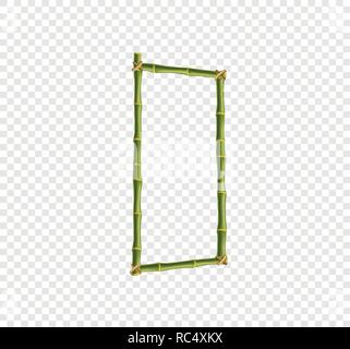 Vector bamboo alphabet. Capital letter D made of realistic green bamboo sticks poles isolated on transparent background. Abc concept for creating word Stock Vector