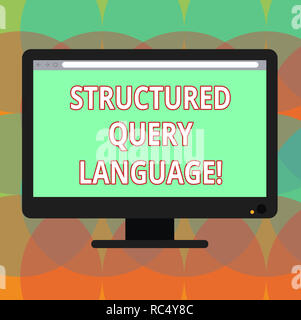 Word writing text Structured Query Language. Business concept for computer language for relational database Blank Computer Desktop Monitor Color Scree Stock Photo