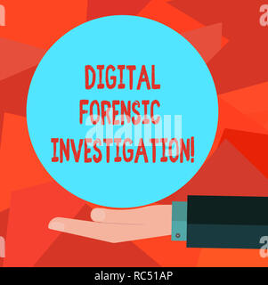 Word writing text Digital Forensic Investigation. Business concept for recovery of information from computers Hu analysis Hand in Suit Offering Blank  Stock Photo