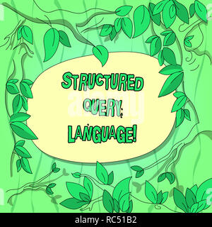 Handwriting text Structured Query Language. Concept meaning computer language for relational database Tree Branches Scattered with Leaves Surrounding  Stock Photo