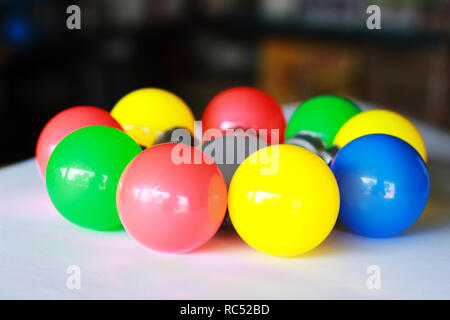 numbers of electric bulb in various color Stock Photo