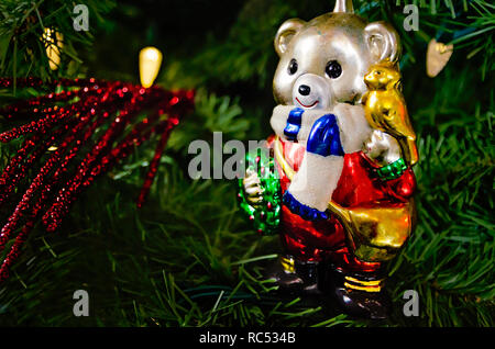 A teddy bear Christmas ornament is displayed on a Christmas tree at the History Museum of Mobile, Dec. 23, 2018, in Mobile, Alabama. Stock Photo