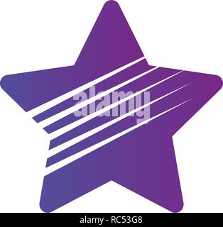 Simple Flat Star Logo with Lines. Vector illustration isolated on white background Stock Vector