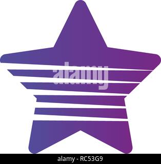 Simple Flat Star Logo with Lines. Vector illustration isolated on white background. Stock Vector