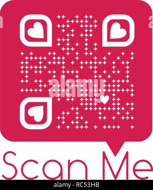 Vector illustration of BE MY VALENTINE text QR code in chat bubble on white background. Can be used as valentine sticker, greeting card, love message, Stock Vector