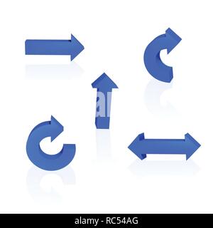 Set of arrows. Threedimensional. Blue color Vector illustration. Stock Vector