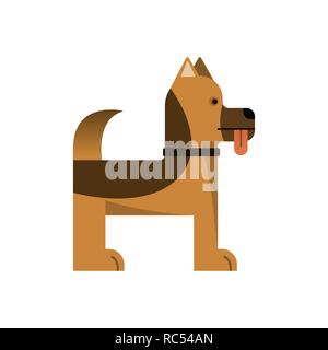Shepherd is stand. Pedigree dog. Vector illustration. Flat icon. Tongue out. Stock Vector