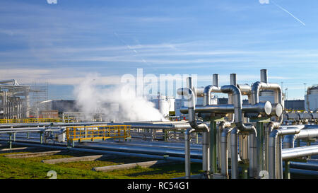 Refinery for the production of fuel - architecture and buildings of an industrial complex Stock Photo