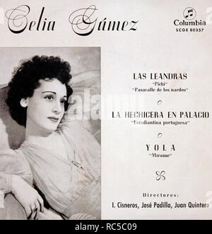 GAMEZ , CELIA. CANTANTE Y ACTRIZ ARGENTINA. AFINCADA EN ESPAÑA DESDE 1925. BUENOS AIRES 1905 - 1992. PORTADA DISCO. Stock Photo