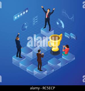 Isometric Business Team Success Concept Stock Vector