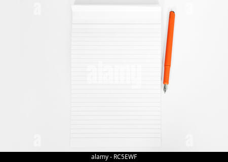 Empty notebook with pen. Isolated on the white background. Stock Photo