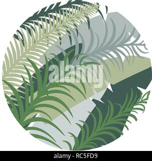Round tropical background with palm leaves. Vector image. Eps 10 Stock Vector