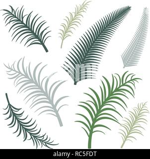 Different versions of palm branches. Vector image. Eps 10 Stock Vector
