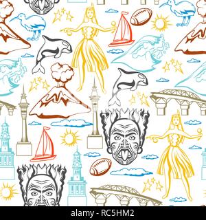 New Zealand seamless pattern. Stock Vector